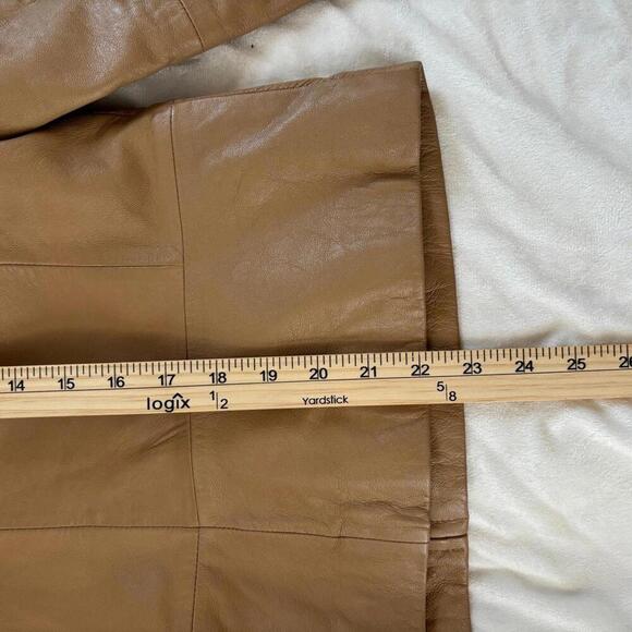 lambskin leather vintage yvonne & marie moto blazer jacket camel brown nude 10 - Picture 7 of 9